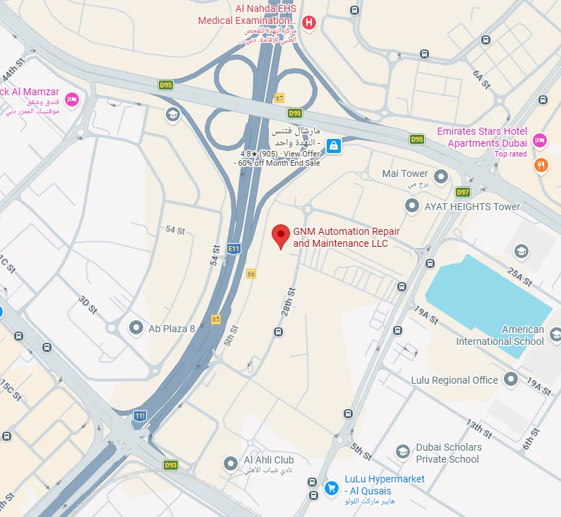 Map showing the GNM-ARM head office at 103, Saheel Tower 2, Al Nahda 1, Dubai, UAE